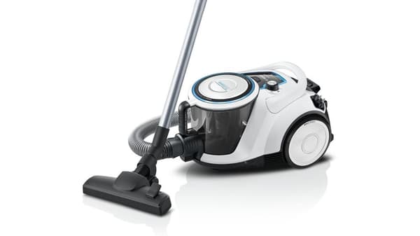 Bosch pölynimuri pussiton sarja 6 BGC41LSIL, lattiapölynimuri, ihanteellinen allergikoille, hygieniasuodatin, valkoinen & parketille ja koville lattio