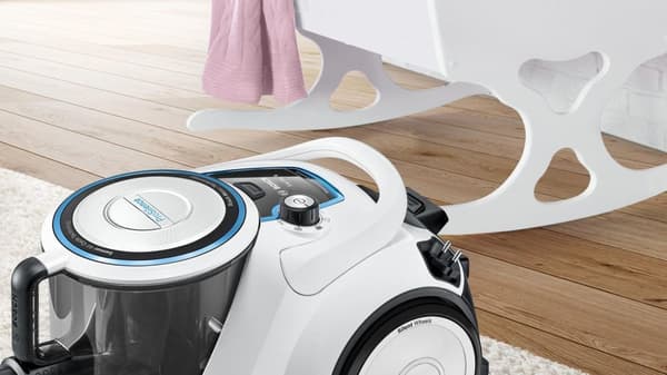 Bosch pölynimuri pussiton sarja 6 BGC41LSIL, lattiapölynimuri, ihanteellinen allergikoille, hygieniasuodatin, valkoinen & parketille ja koville lattio
