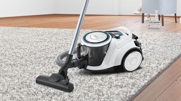 Bosch pölynimuri pussiton sarja 6 BGC41LSIL, lattiapölynimuri, ihanteellinen allergikoille, hygieniasuodatin, valkoinen & parketille ja koville lattio