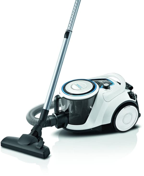 Bosch støvsuger poseløs serie 6 BGC41LSIL, gulvstøvsuger, ideel til allergikere, hygiejnefilter, hvid & til parket og hårde gulve BBZ123HD, til støvsu Sort, Hvid