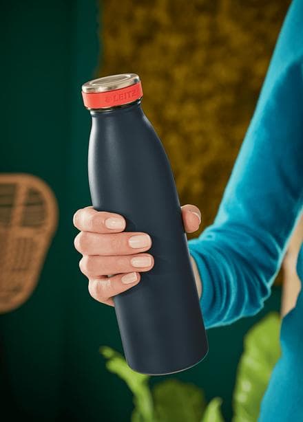 Leitz Hyggelig dobbeltvægsisoleret vandflaske, 500 ml - BPA-fri - Tåler opvaskemaskine - Ideel til hjemmekontor/arbejde i hjemmet - Velvet Grey
