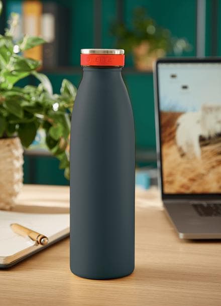 Leitz Hyggelig dobbeltvægsisoleret vandflaske, 500 ml - BPA-fri - Tåler opvaskemaskine - Ideel til hjemmekontor/arbejde i hjemmet - Velvet Grey
