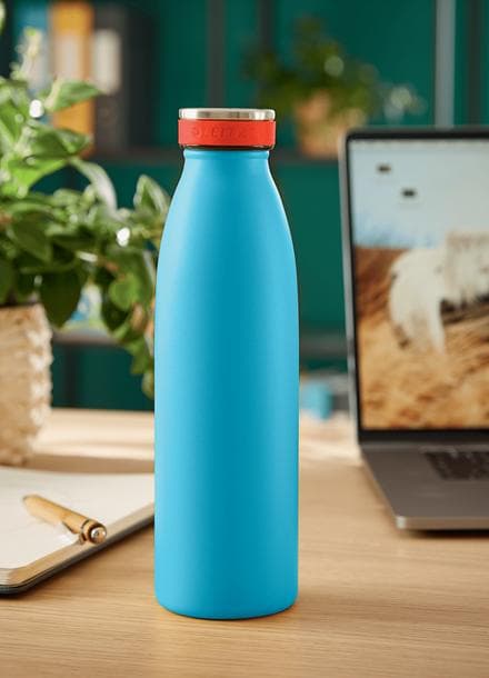 Leitz Hyggelig dobbeltvægsisoleret vandflaske, 500 ml - BPA-fri - Tåler opvaskemaskine - Ideel til hjemmekontor/arbejde i hjemmet - Serene Blue