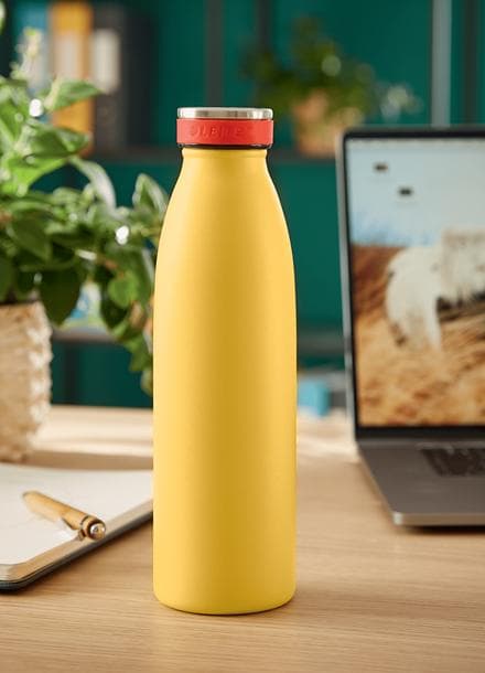 Leitz Mysig dubbelväggisolerad vattenflaska, 500 ml - BPA-fri - Tål diskmaskin - Perfekt för hemmakontor/jobba hemma - Varmgul