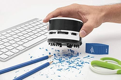 WEDO mini bordstøvsuger, plast, sort/hvid små børster i bunden, ideel til lille sug - 1 stk (205 20101)