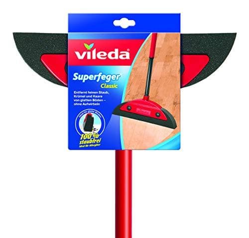 Vileda Superfeger Classic kvast, med teleskopskaft och mikroskumssopdel, lämplig för allergiker