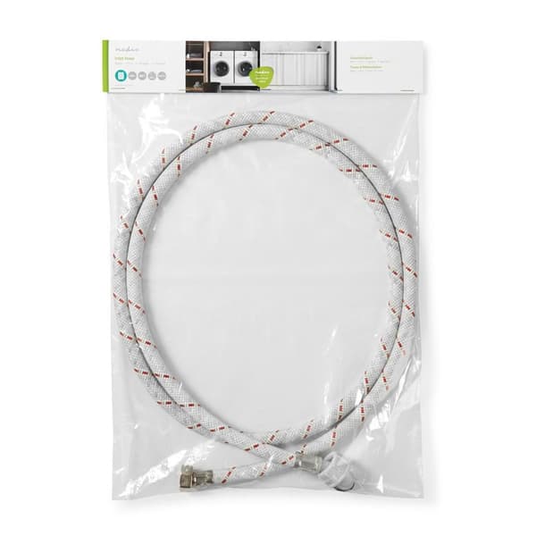 Nedis Nylon Indløbsslange | 1/2'' | 3/4'' | 10 Bar | 90 °C | 2.00 m | Ansøgning: Tallerken / Vaskemaskine | Nylon | Hvid / Rød