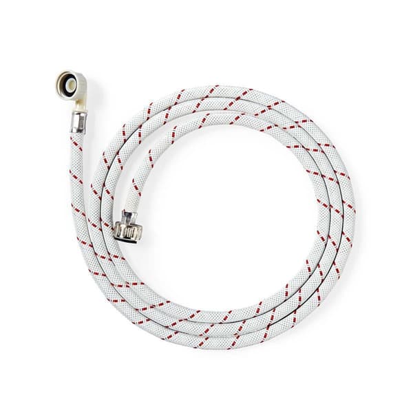 Nedis Nylon Inlet Hose | 3/4'' | 3/4'' | 10 Bar | 90 °C | 1.50 m | Bruksområde: Dish / Washing Machine | Nylon | Hvit / Rød