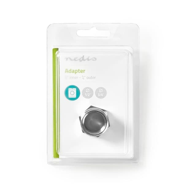 Nedis Slangeadapter | 1/2'' | 3/4'' | Metal | Sølv