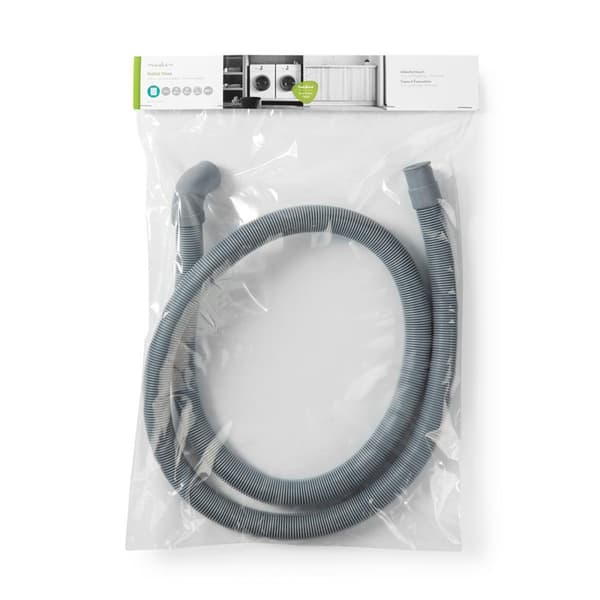 Nedis Utloppsslang | 22 mm | 19 mm | 0.5 Bar | 60 °C | 1.50 m | Användning: Maträtt / Tvättmaskin | Grå