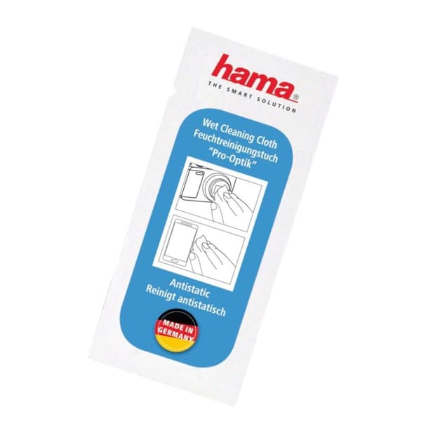 Hama puhdistussetti, jossa 30 kosteuspyyhkettä Pro-Optik ja 1 mikrokuituliina