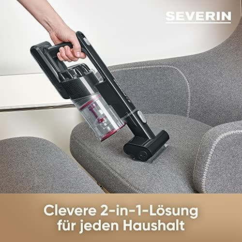 SEVERIN ledningsfri håndholdt/beholderstøvsuger S'Power, sort/sølv ledningsfri, med Li-ion batteriteknologi, 22,2 V, 2.200 mAh, - 1 stk (HV 7154)