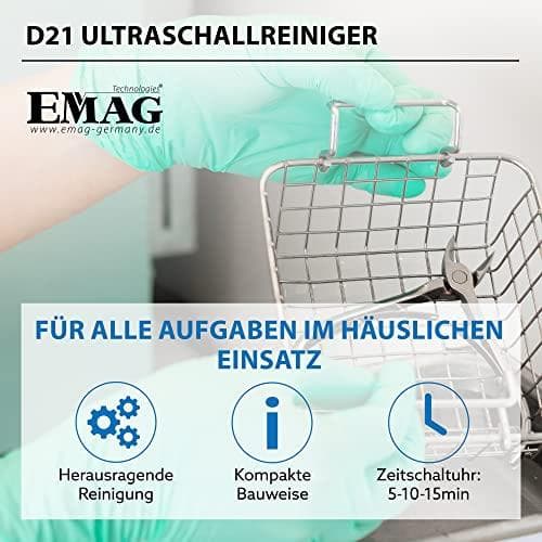 Emag ultraäänipesuri lämmityksellä 2 l (PxLxS) 160 x 90 x 50 mm Virrankulutus (max.) 80 W Kotelon materiaali muovi