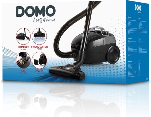 DOMO DO1033S pölypussilla varustettu pölynimuri - Suurin syöttöteho: 450 W. Tyyppi: Rumpuimuri, Puhdistustyyppi: Kuiva, Pölysäiliön tyyppi: Pölypussi,