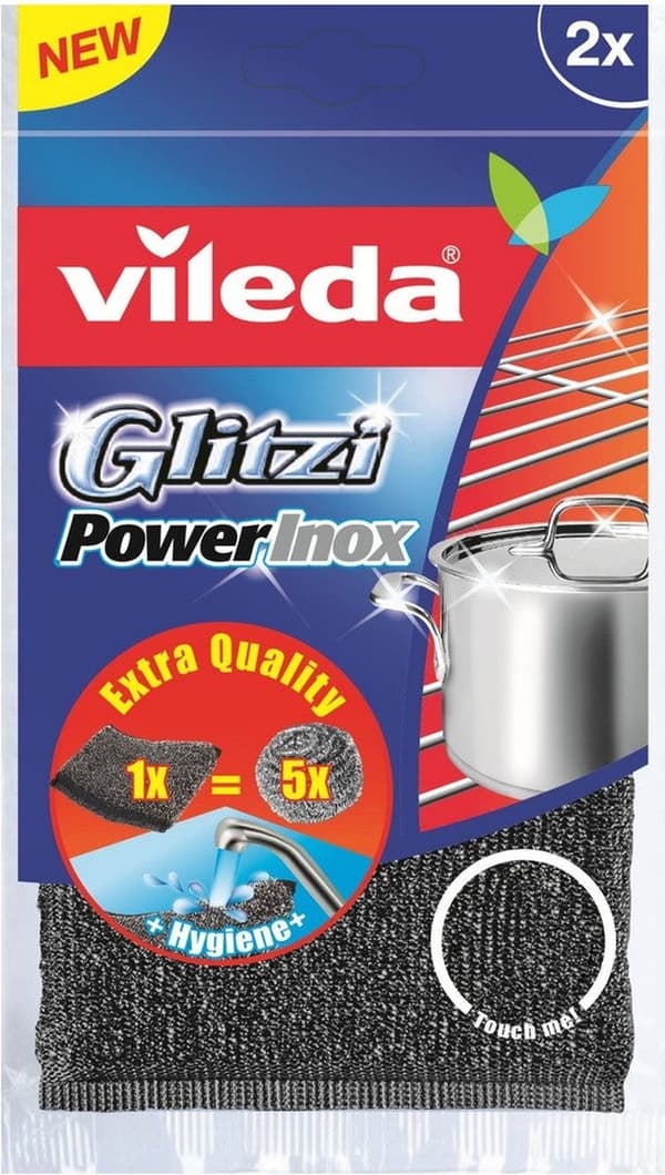 Vileda Hankaustyynyt Glitzi Power Inox 2 kpl