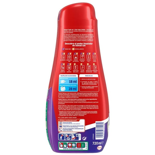 Opvaskemiddel Somat Citron 720 ml Alt i en 40 vask