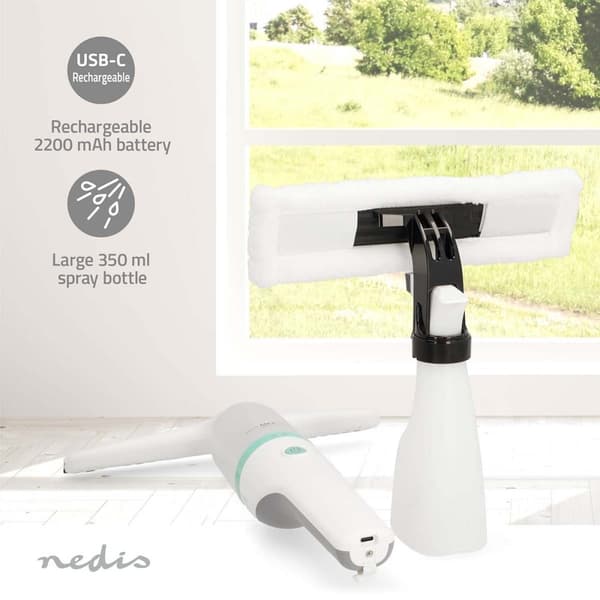 Nedis Trådløs Vindusstøvsuger | 12 W | 1200 Pa | Kapasitet Skittentvannstank: 60 ml | Avtakbar skittenvanntank | Grøn / Hvit