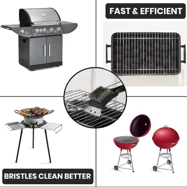 Grillin grilliharja ja kaavinpuhdistus, 1 kpl lanka BBQ-grilliharja ulkogrilliin, grilliharjasten puhdistusaine - teräskaavin - musta