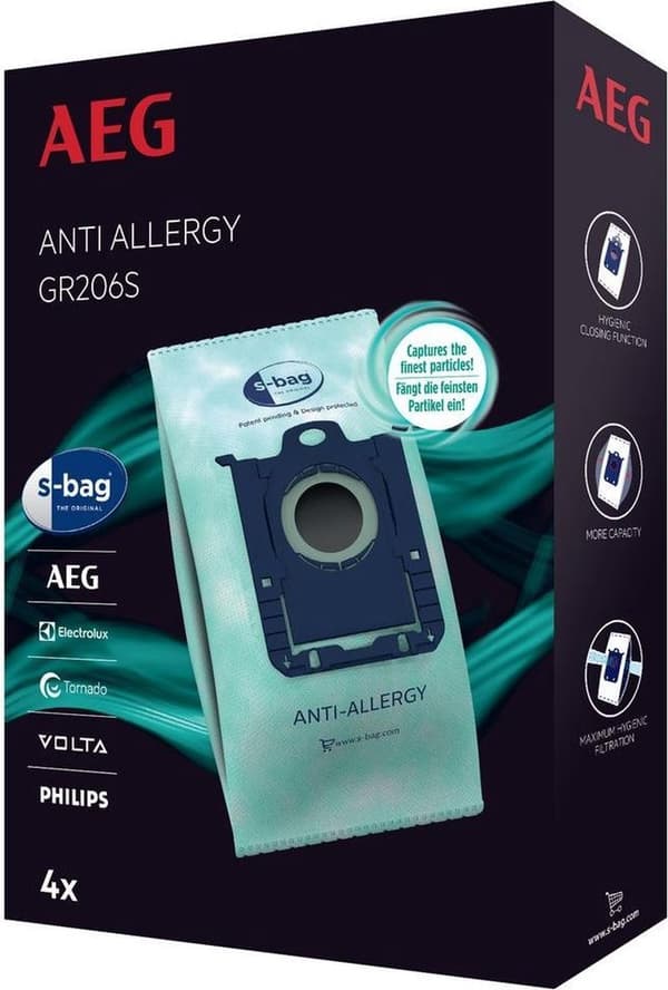 AEG dammsugarpåsar s-bag Anti Allergy 4 st GR206s