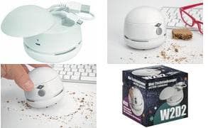 WEDO mini bordstøvsuger W2D2, genopladelig, hvid, fremstillet af plast, inkl. USB-opladningskabel (ingen batteri nødvendig), - 1 stk (205 20200)