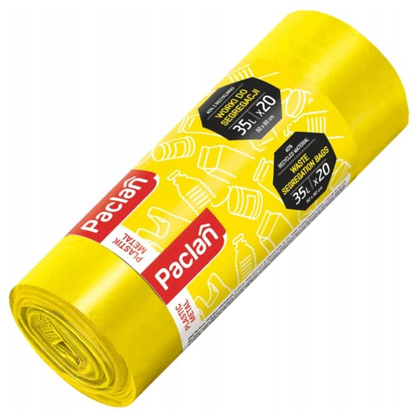Affaldsposer til plastsortering GULE 35l 20 stk.