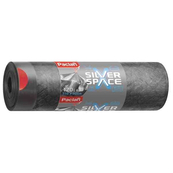 Påsar med tejp 120l 8st Paclan Silver Space