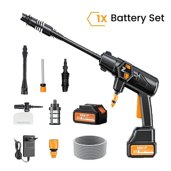 Trådlös Högtryckstvätt, 35 Bar Tryck, 21V Batteri, 0-180 Graders Spray,EU, 1x Batteriuppsättning, Elektrisk