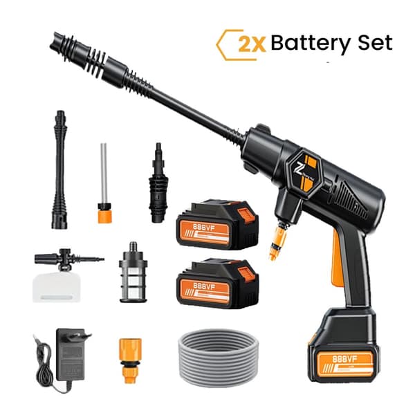 Trådløs Højtryksrenser, 35 Bar Tryk, 21V Batteri, 0-180 Grad Spray,2x Batteri Sæt, EU, Elektrisk