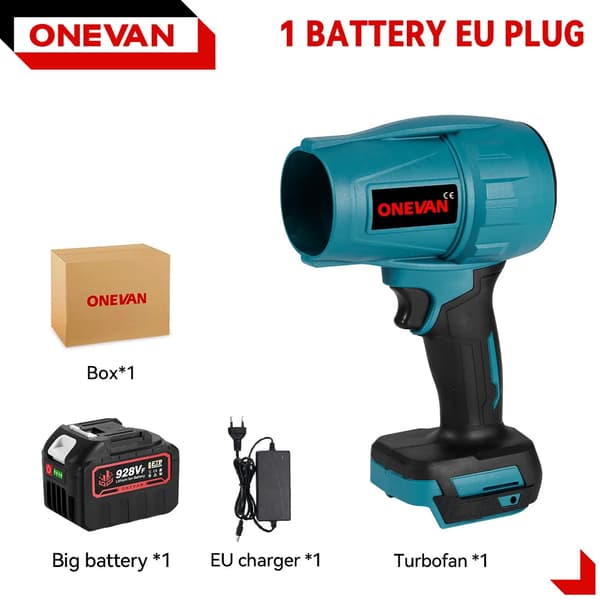 Elektrisk Turbo Fläkt, 2000W Effekt, 200 m/s Vindhastighet, Borstlös Motor,EU, 1x928vf Batteriuppsättning