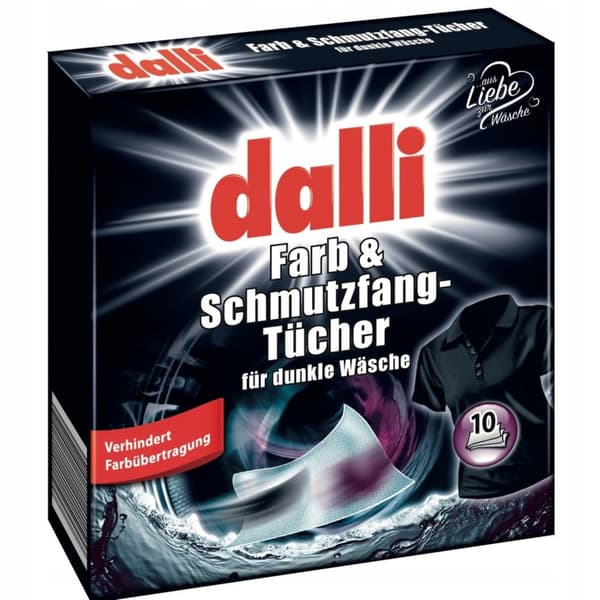 Dalli Farb & Schmutz mörka tvättservetter för textil, svarta, 10 st.