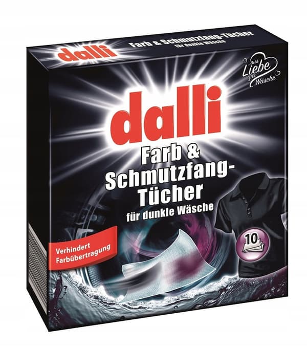 Dalli Farb & Schmutz mörka tvättservetter för textil, svarta, 10 st.