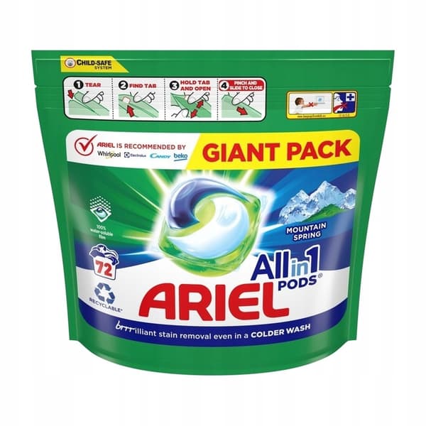 ARIEL PODS COLOR ALLT-I-ETT VIT tvättkapslar 72 kapslar