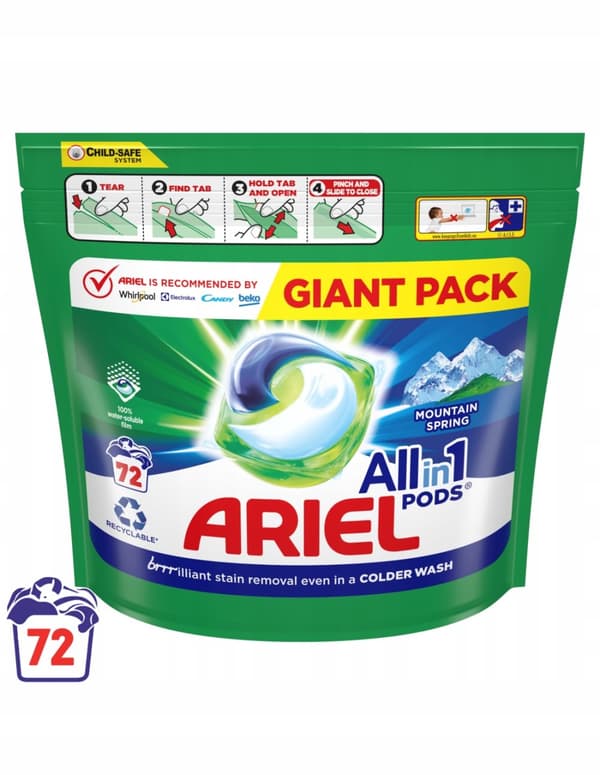 ARIEL PODS COLOR ALLT-I-ETT VIT tvättkapslar 72 kapslar