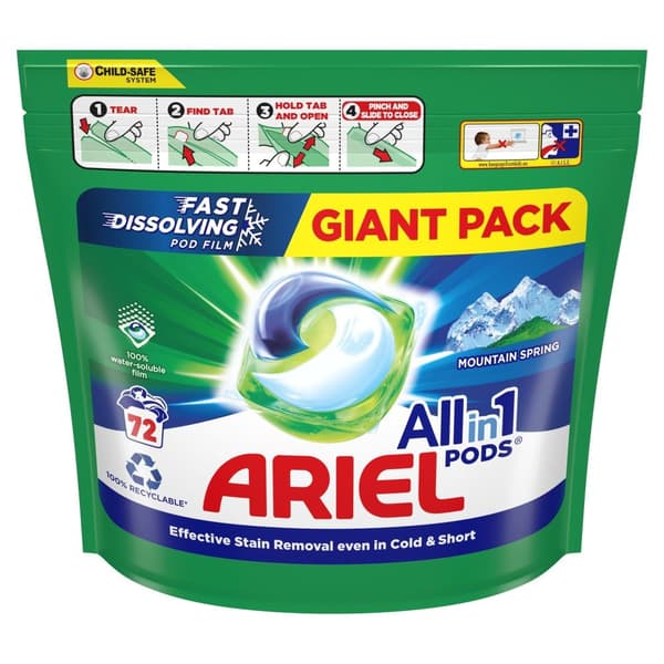 ARIEL PODS COLOR ALLT-I-ETT VIT tvättkapslar 72 kapslar