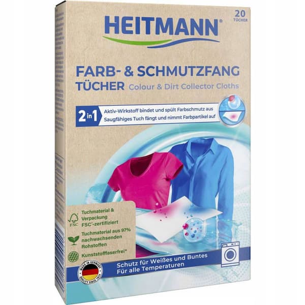 HEITMANN TVÄTTSERVETTER färgfångande 20 stycken