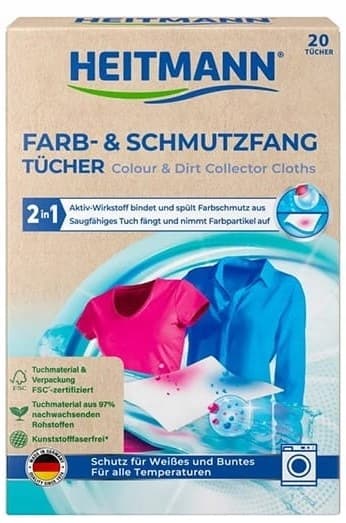 HEITMANN TVÄTTSERVETTER färgfångande 20 stycken