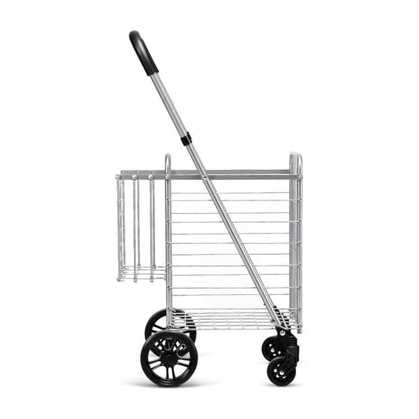 Hopfällbar shoppingvagn, 17x19x35/37.5 tum, silver