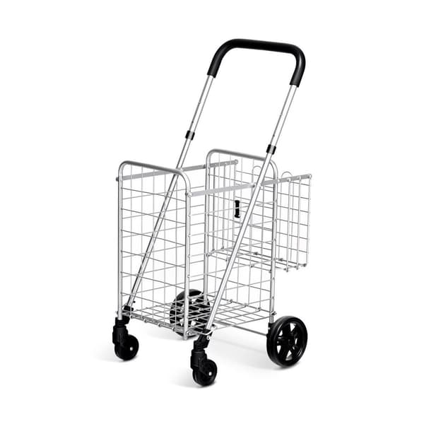 Hopfällbar shoppingvagn, 17x19x35/37.5 tum, silver