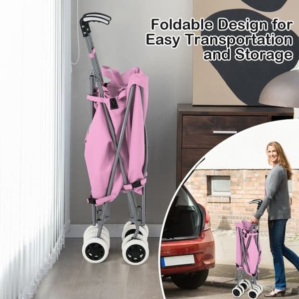 Shoppingvagn, 66x46x94,5 cm, Rosa