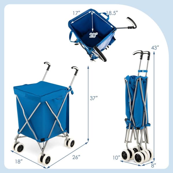 Hopfällbar shoppingvagn, 66x46x94,5 cm, Rosa
