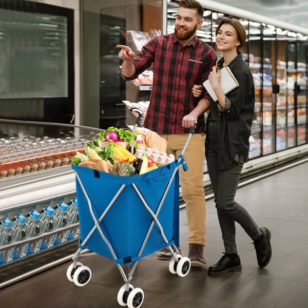 Hopfällbar shoppingvagn, 66x46x94,5 cm, Rosa