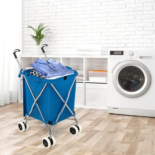 Hopfällbar shoppingvagn, 66x46x94,5 cm, Rosa