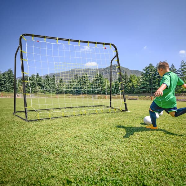 Fotbollsrebounder och mål, 187x60x102-122,5 cm, Svart/Vit