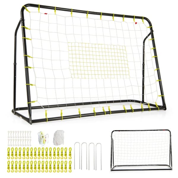 Fotbollsrebounder och mål, 187x60x102-122,5 cm, Svart/Vit
