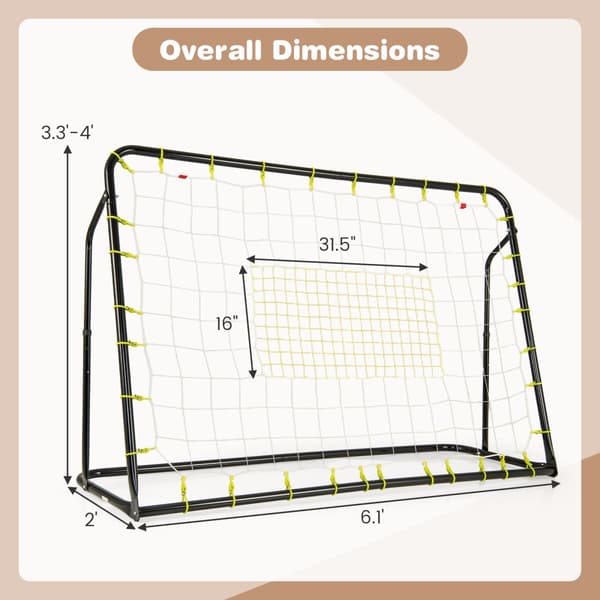 Fotbollsrebounder och mål, 187x60x102-122,5 cm, Svart/Vit