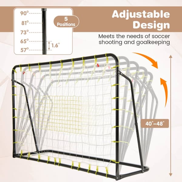 Fotbollsrebounder och mål, 187x60x102-122,5 cm, Svart/Vit