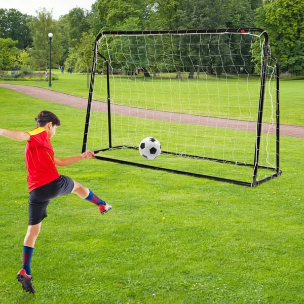 Fotbollsrebounder och mål, 187x60x102-122,5 cm, Svart/Vit