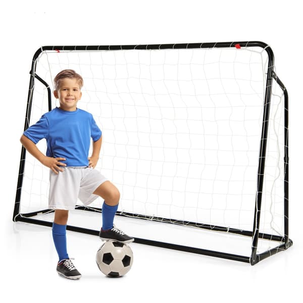 Fotbollsrebounder och mål, 187x60x102-122,5 cm, Svart/Vit