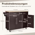 Miniatyrbillede 6 af 8: Køkkenvogn, 122x46x93 cm, Brun