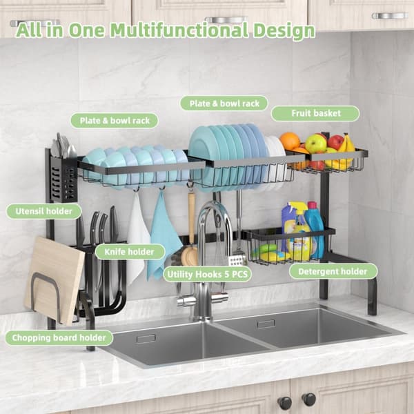 Over Sink Opvaskestativ, 53-99x30x53 cm, Sort